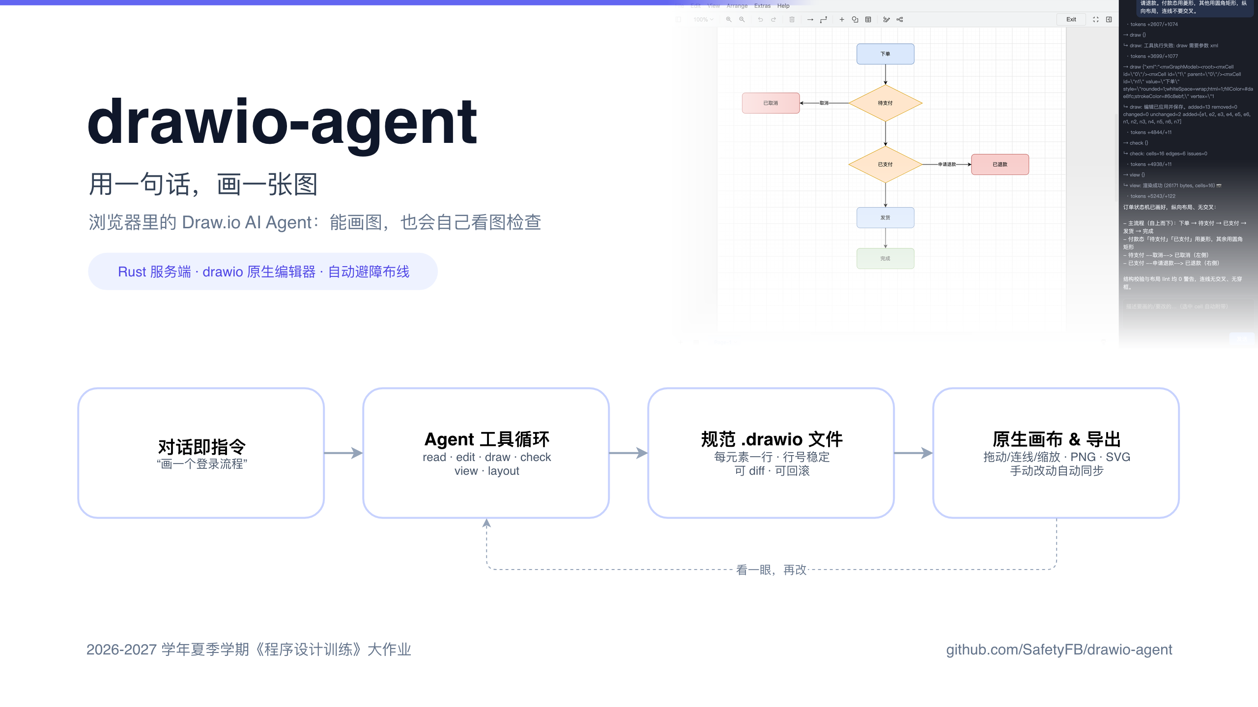 基于 drawio 的交互式绘图 agent 封面